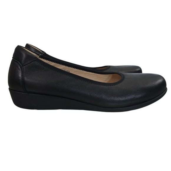 Propet WCX004L Womens 12 M Black Leather Ballet Wedge Flats Round Toe Slip On - Picture 6 of 10